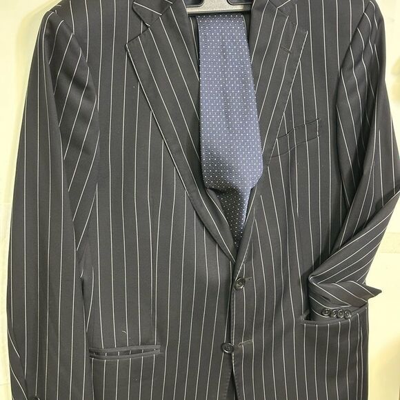 Brooks Brother Black and White pin stripe Jacket and pants & Hugo boss tie - Picture 1 of 11
